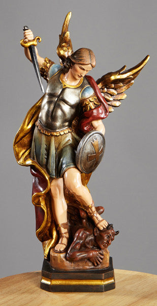Saint Michael Fighting with Shield Statue Val gardena collection