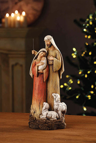 Holy Family Mary Jesus And Joseph With Lambs Statue