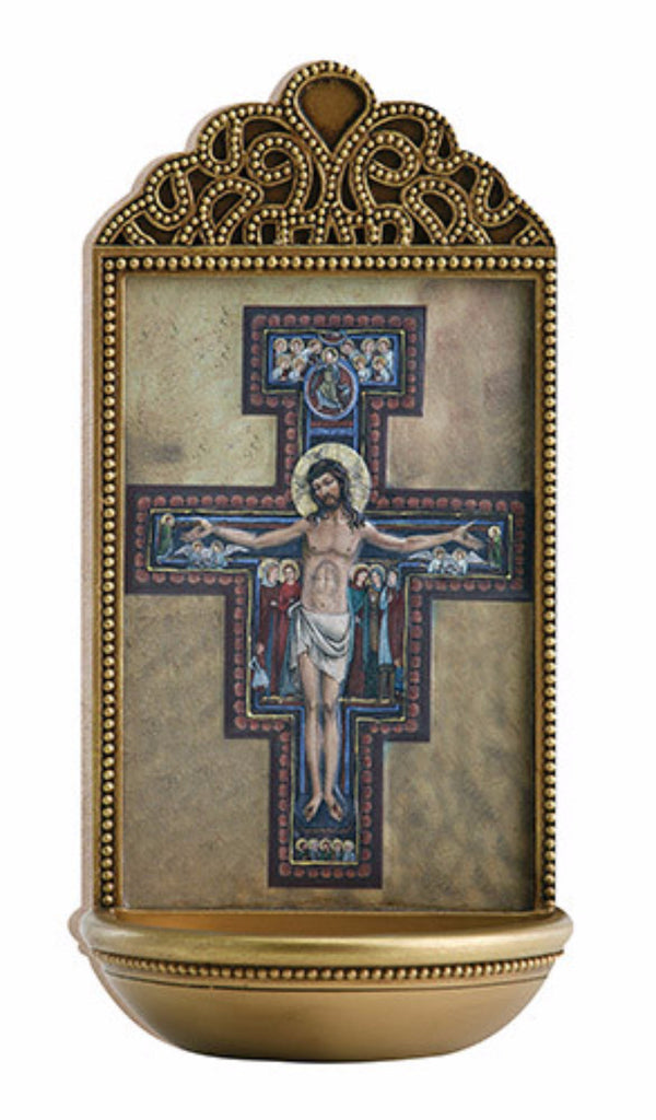 San Damiano Cross Holy Water Font For Chapel Or Home