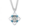 Aqua Cubic Zircon Pendant With Sterling Silver Miraculous Medal