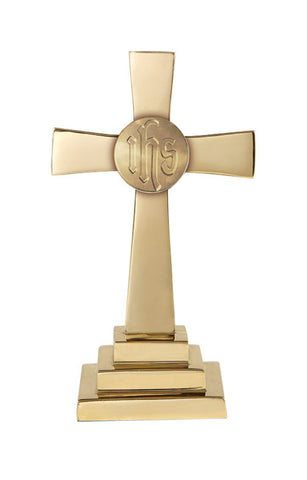 IHS Standing Brass Altar Cross
