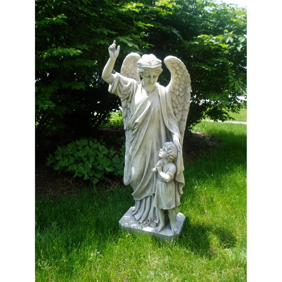Guardian angel and child garden memorial statue