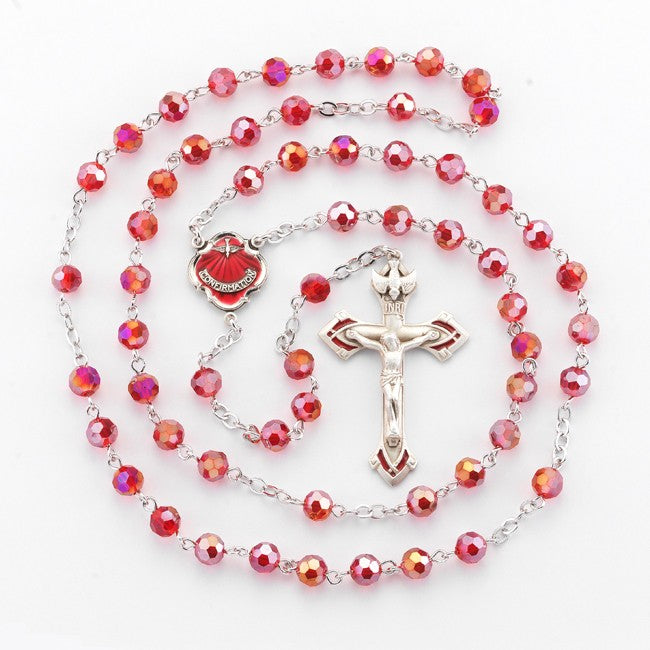 Ruby and pewter confirmation rosary