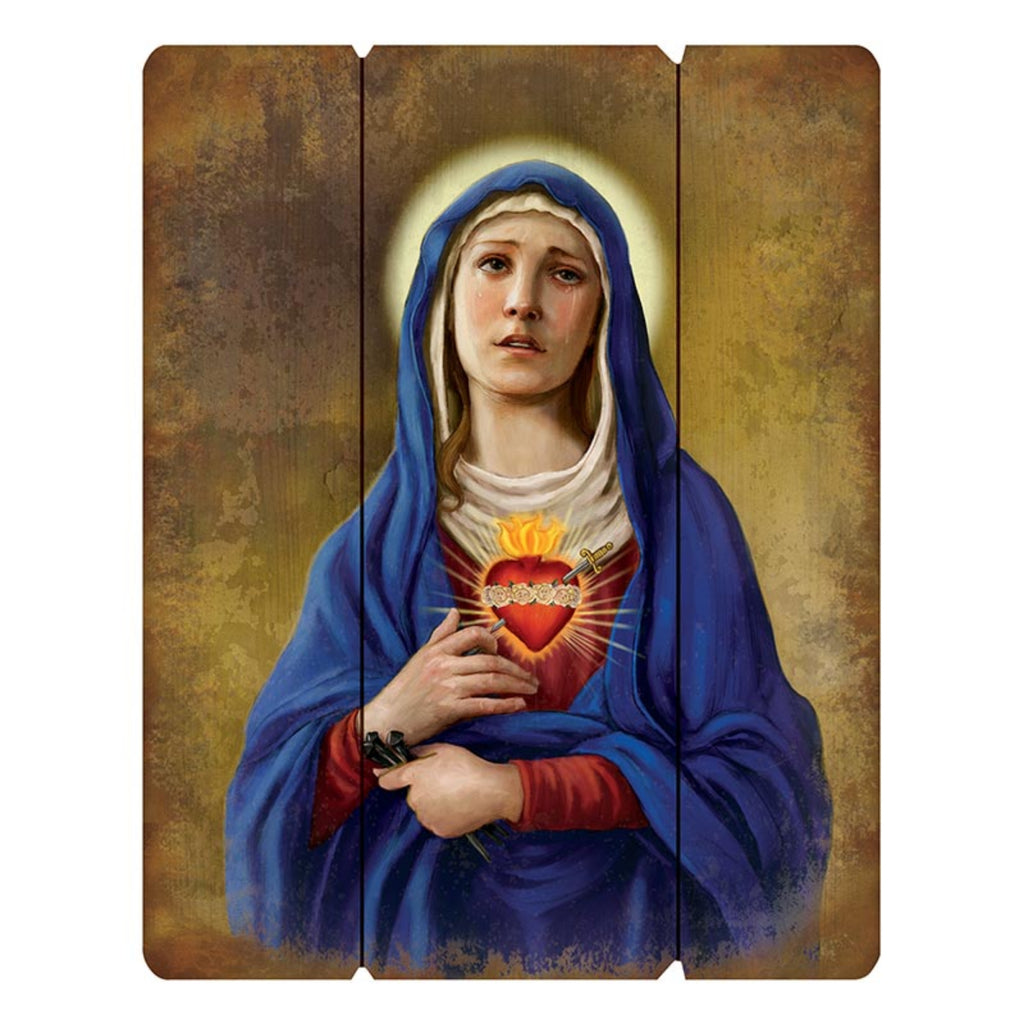 Our Lady of Sorrows Wooden Wall Pallet Plaque