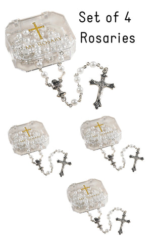 Set of 4 White First Communion Rosaries