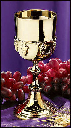 Gold Plated Communion Cup With Grapes