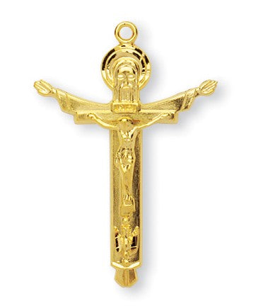 Holy Trinity Crucifix On Chain  Gold Over Sterling Silver