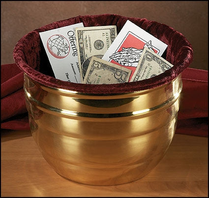 Brass Offering Pot With Velvet Liner For Church Collections