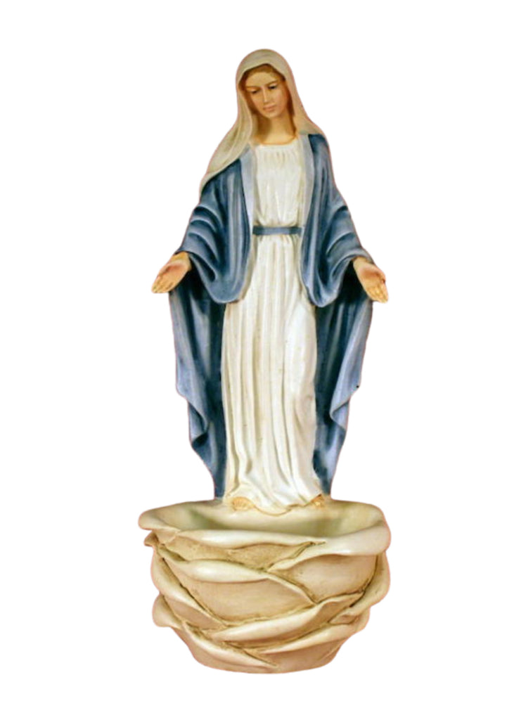 Madonna Our Lady of Grace Rose Holy Water Font  Made In Italy