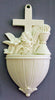 Communion Font With Lilies And Chalice In White Alabaster
