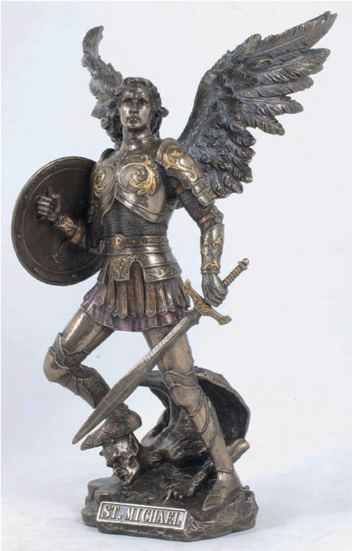 Saint Michael Fighting Satan Bronze Style Statue  Veronese Collection