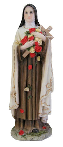 Saint Theresa Holding Cross With Roses Statue Hand Painted