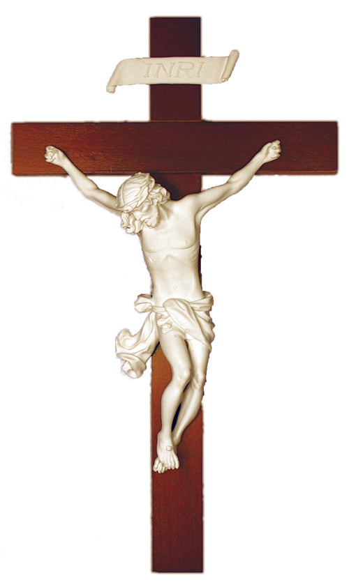 Baroque Style Wall Crucifix Hand Painted Alabaster Made In Italy