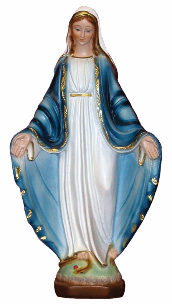 Our Lady Of Grace Hand Painted Alabaster Statue 13" Tall