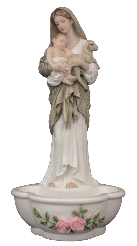 Madonna With Lamb L'Innocence Holy Water Font  Hand Painted Veronese Collection
