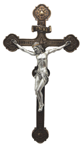 Jesus Wall Cross Pewter Style Corpus Two Tone Cross  Veronese collection