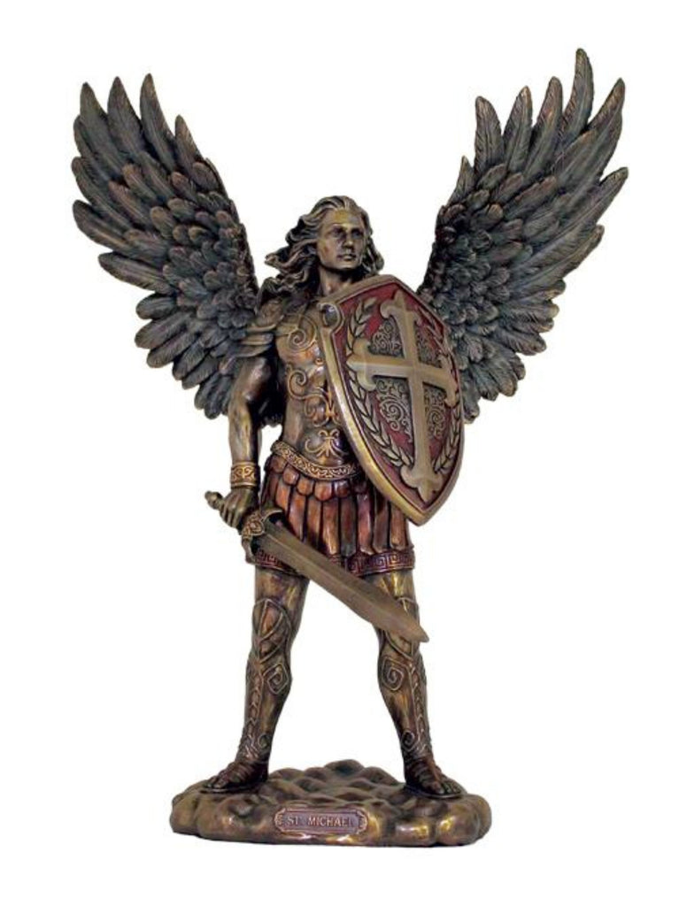 Bronze saint Michael statue without devil