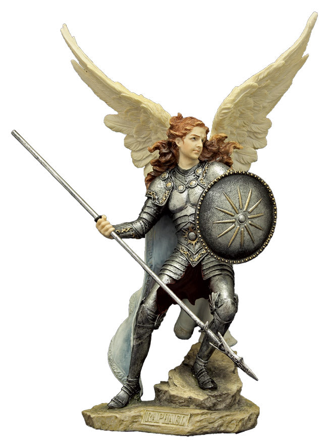 Archangel Raphael Statue Hand Painted Full Color Veronese Collection ...