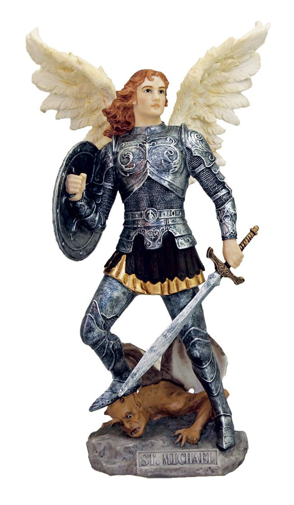 Archangel Saint Michael statue full color veronese figure
