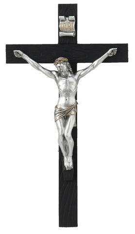 Black Wall Cross With Pewter Corpus Veronese Collection