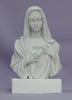 Immaculate Heart of Mary / Our Lady of Sorrows bust in white alabaster and resin with a white alabaster base, 5". Made in Italy.