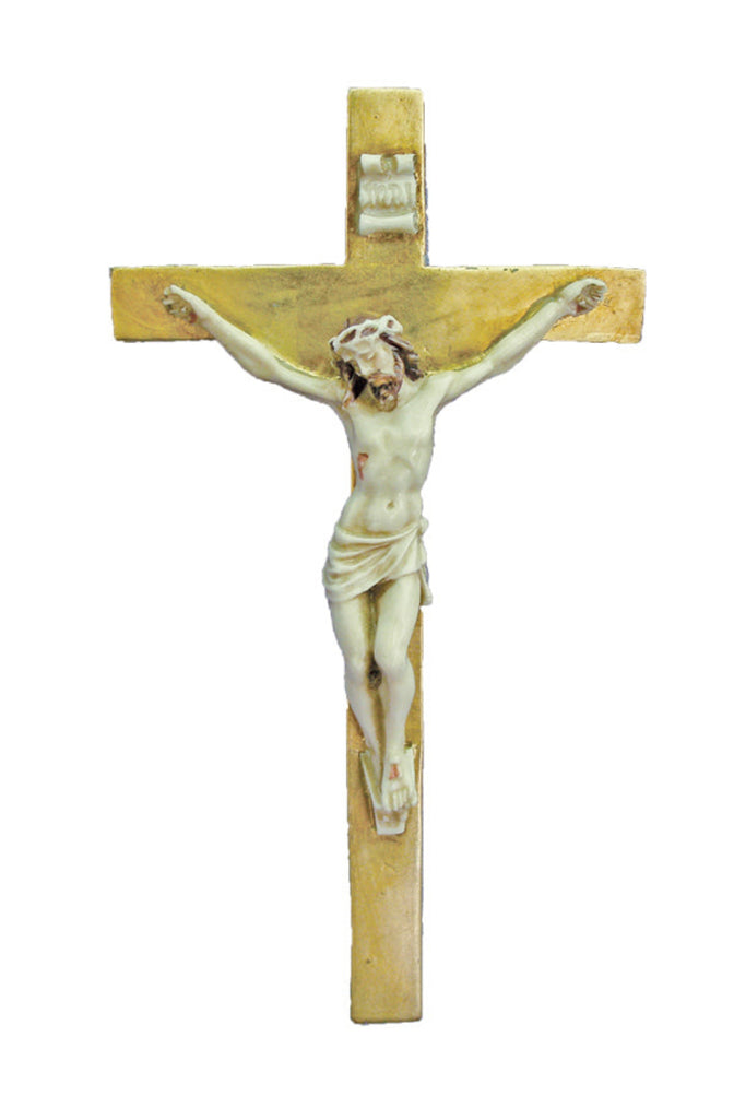 Jesus Alabaster Hand Painted Crucifix Made In Italy Measures 9.5 inch tall