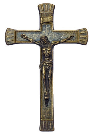 Antiqued Brass Wall Crucifix Italy