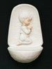 Praying Boy Alabaster Cross Holy Water Font   Italy