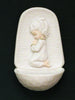 Praying Little Girl Alabaster Cross Holy Water Font   Italy