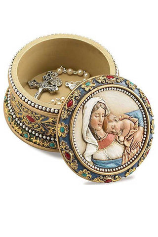 Madonna and Child Rosary Box Or Prayer Keeper