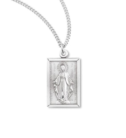Sterling Silver Madonna Miraculous Medal On Chain