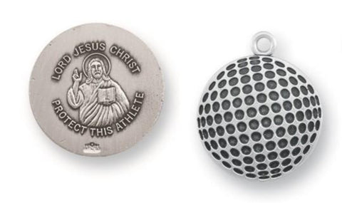 Sterling Silver Jesus Protection Golf Medal Pendant