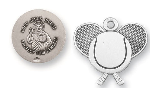 Sterling Silver Jesus Protection Tennis Medal Pendant