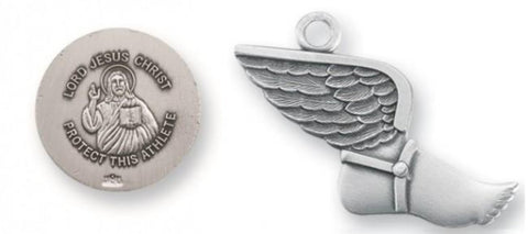 Sterling Silver Jesus Protection Track Medal On Chain