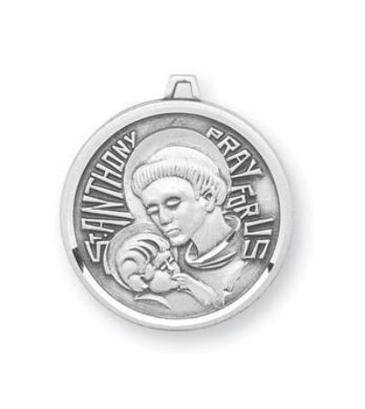 Saint Anthony French Style Sterling Silver Medal On Chain
