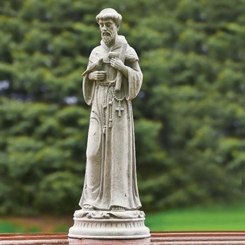 Saint Francis With Cross Garden Statue 24" Tall