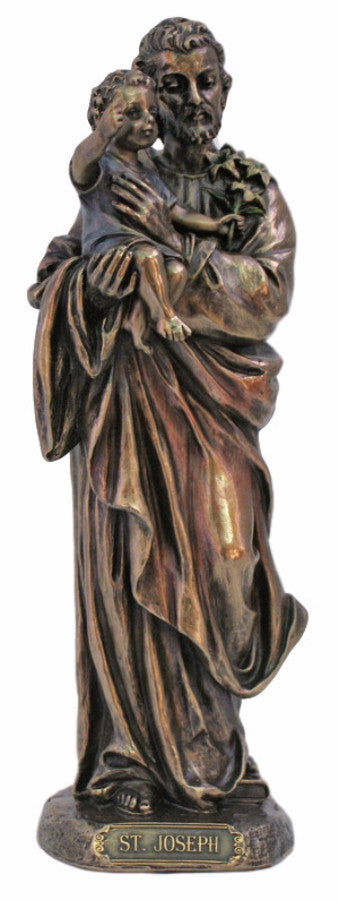 Saint Joseph And Child Jesus Statue Bronze Style  Veronese Collection