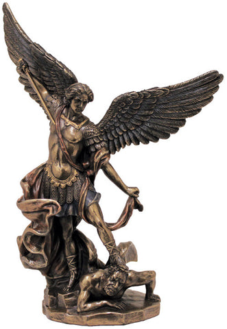 Saint Michael Statue Ornate Bronze Style St Michael Figure  8"