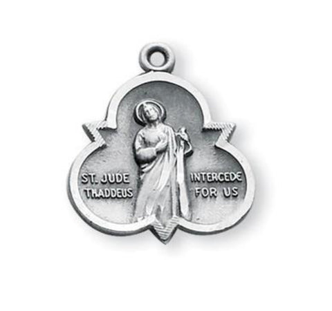 Saint Jude Trinity Sterling Silver Medal On Chain