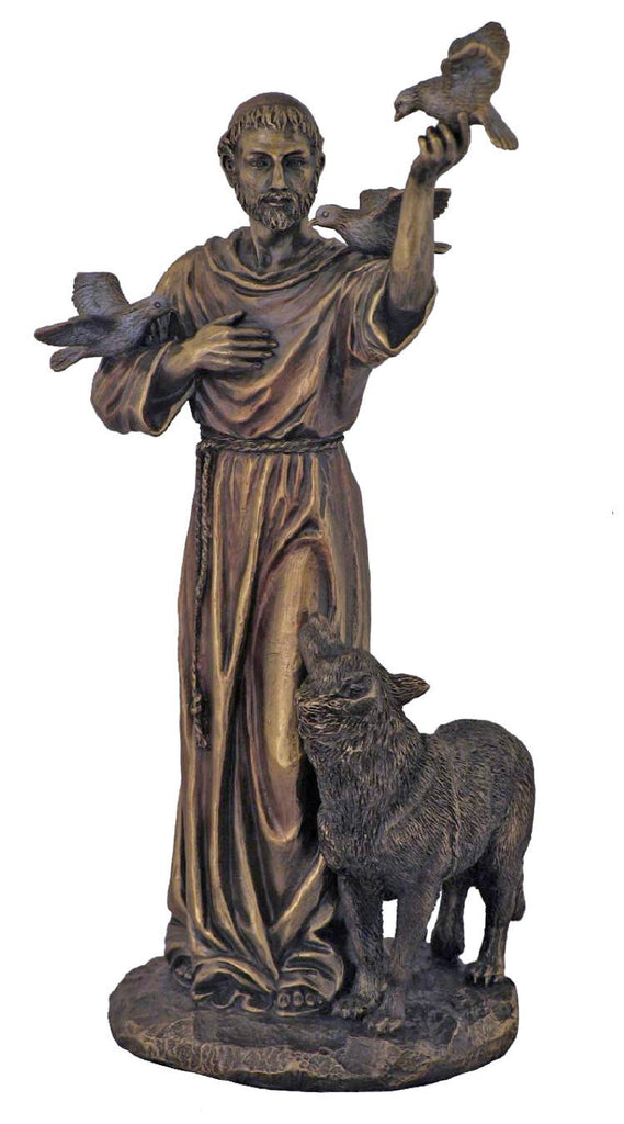 Saint Francis With Wolf Statue  Veronese Collection 10.5 Tall