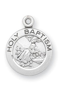 Sterling Silver Holy Baptism Medal On Chain