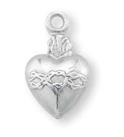 Sacred Heart Sterling Silver Medal On Chain